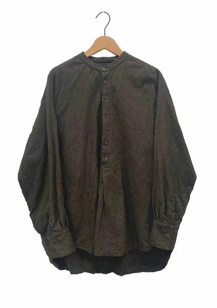 山山家-左岸迷香【衬衫】Z24FW1020纯棉提花复古宽松气质轻奢老钱风