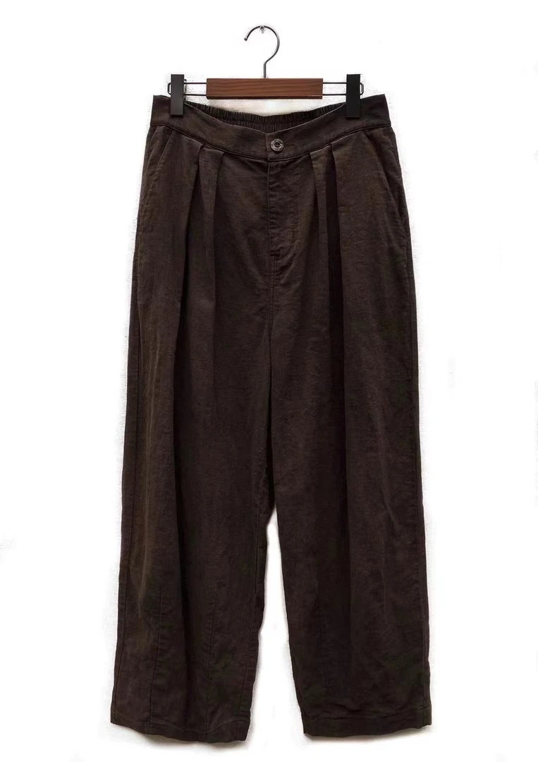 7折山山家-左岸迷香【简约直筒裤子】Z22SS3009松紧腰纯色宽松百搭