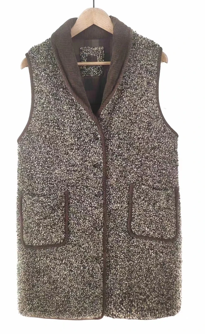 7折山山家-左岸迷香【长毛马甲】Z21FW6012小香风时尚秋冬保暖休闲