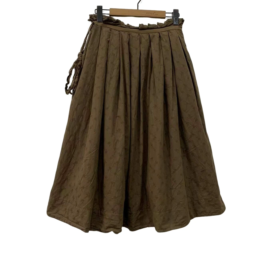 7折山山家-左岸迷香【长款百褶裙】Z22SS2005复古文艺 提花时尚百搭