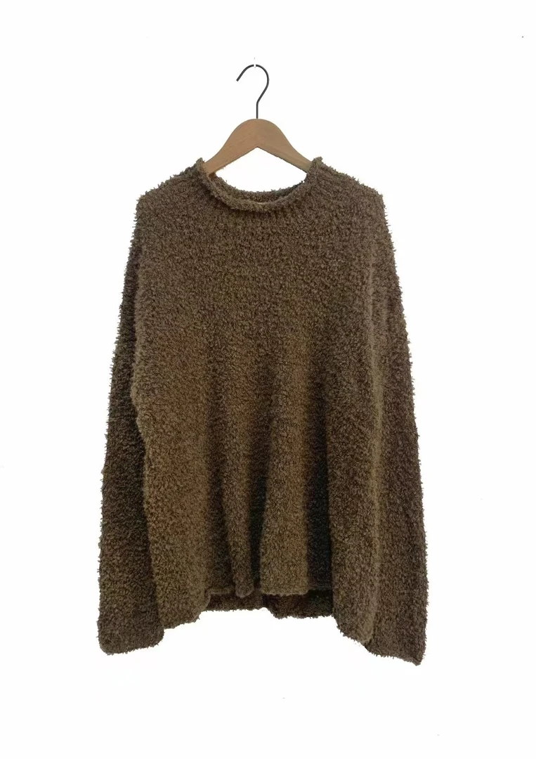 山山家-左岸迷香【针织上衣】Z24FW7010羊绒桑蚕丝宽松圆领简约百搭