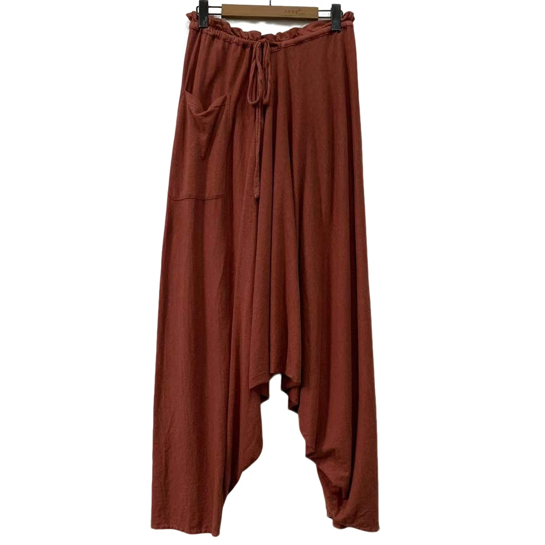 7折山山家-左岸迷香【针织裤】53766宽松复古时尚松紧腰系带休闲