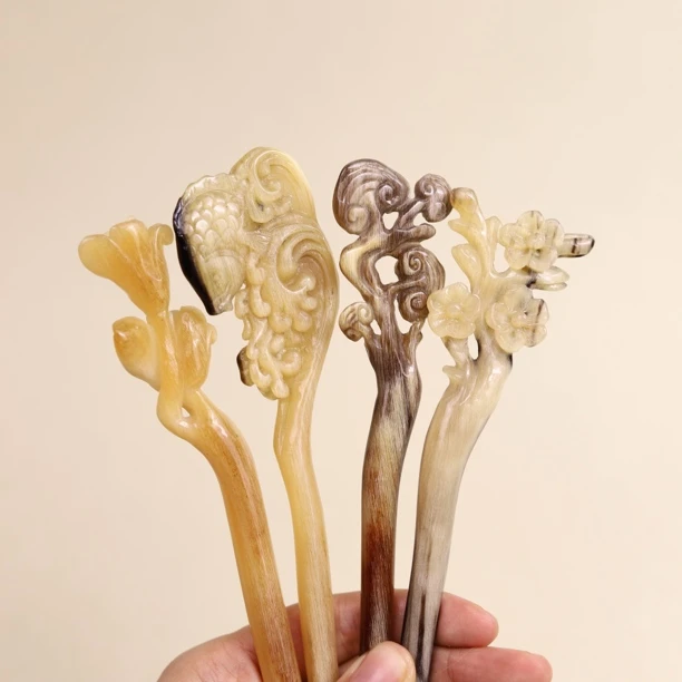 【发簪】精品手工雕刻日常简约发簪中国风复古盘发簪气质发饰手工