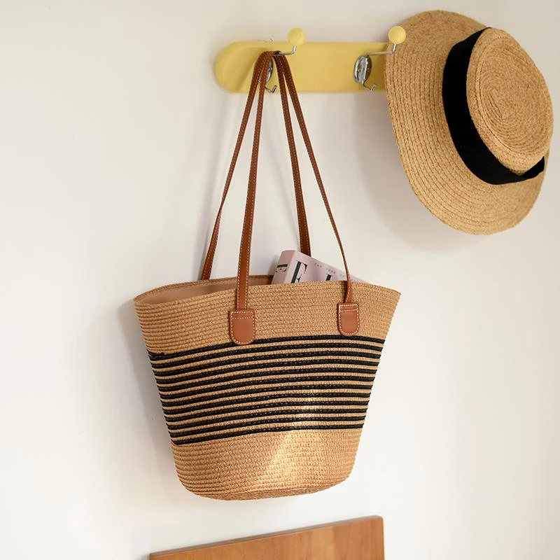 单肩编织包海边草编包女法式大容量托特包沙滩夏天度假海边