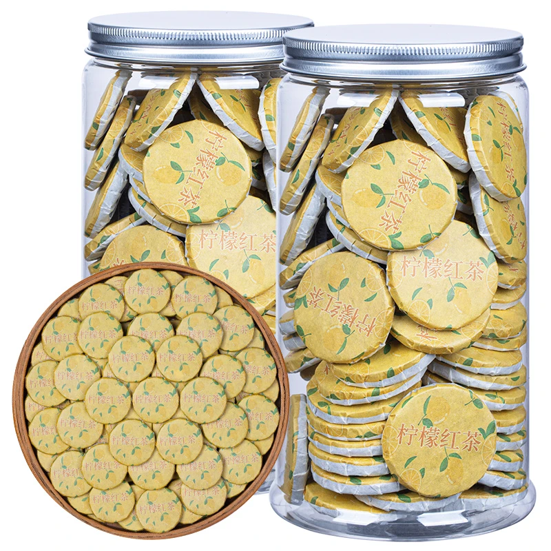 迷你小茶饼柠檬红茶黄金柠红茶云南古树滇红茶水果茶250g500g罐装