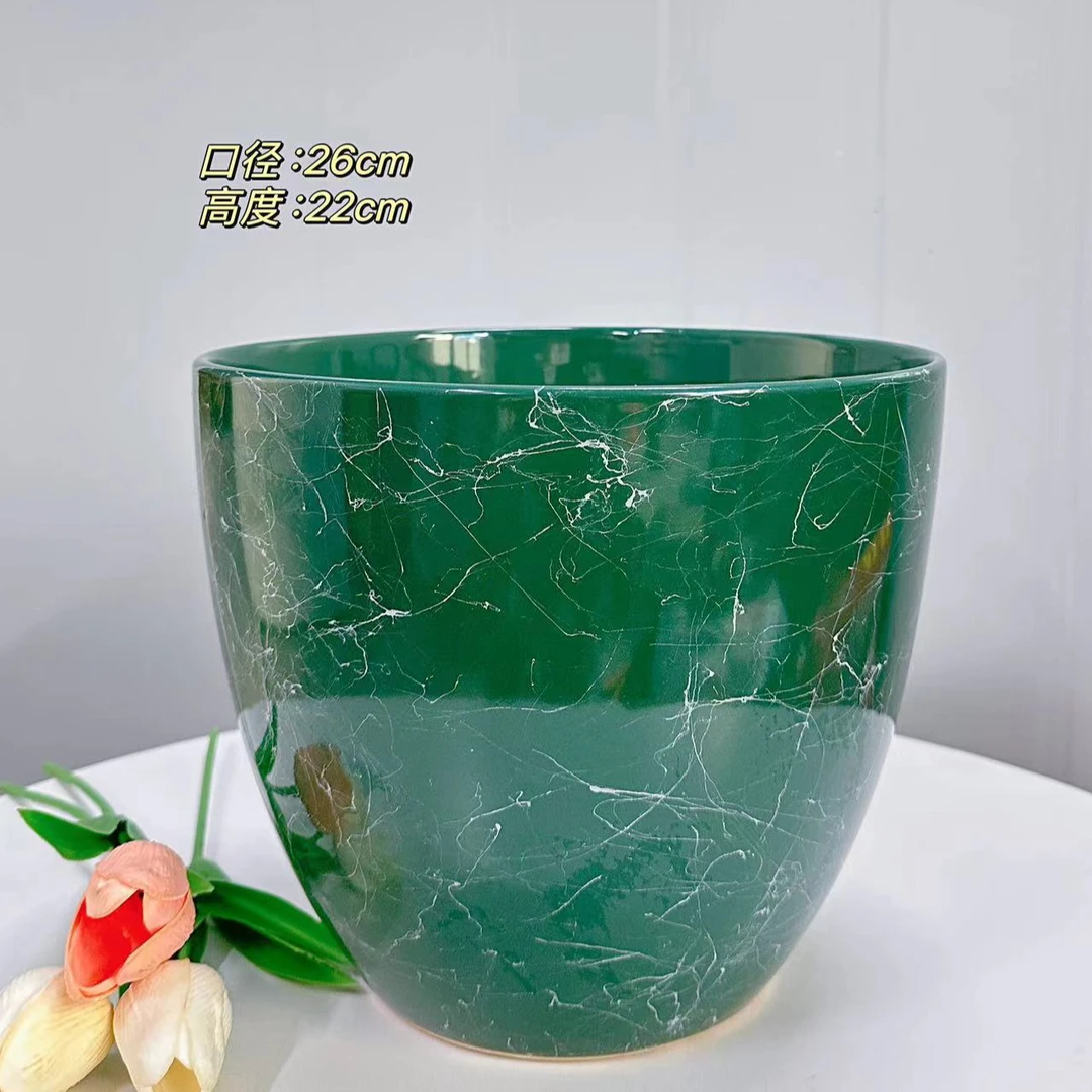 陶瓷花盆梨型绿飞丝特大号口径26高度22分家用客厅阳台陶瓷