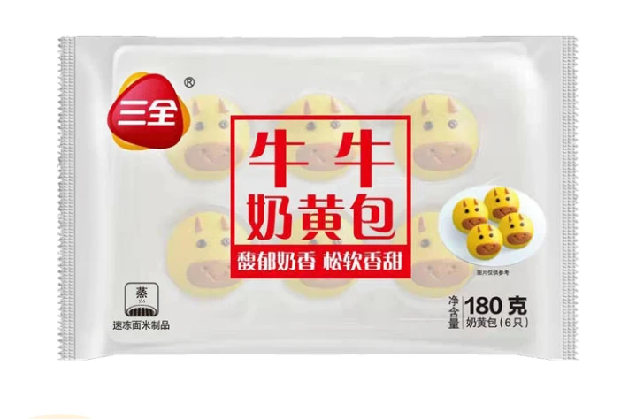 三全卡通包牛牛奶黄包180g