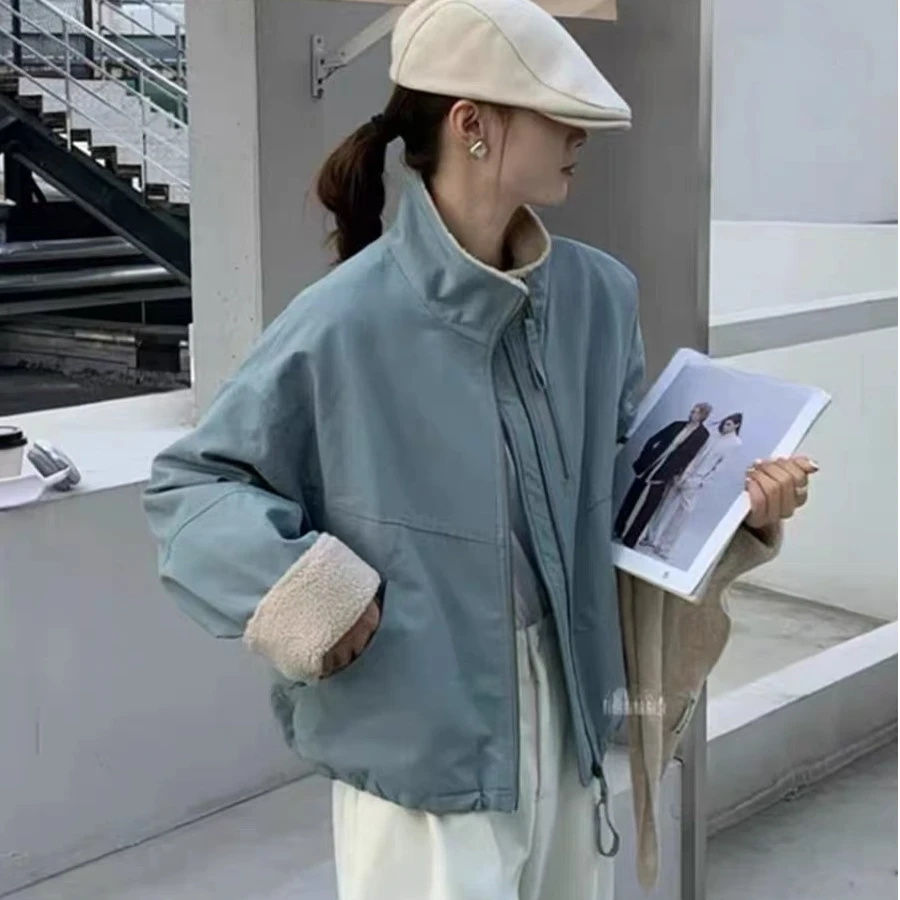 加绒加厚派克服女棉衣2024冬季新款工装外套小个子毛毛棉服潮