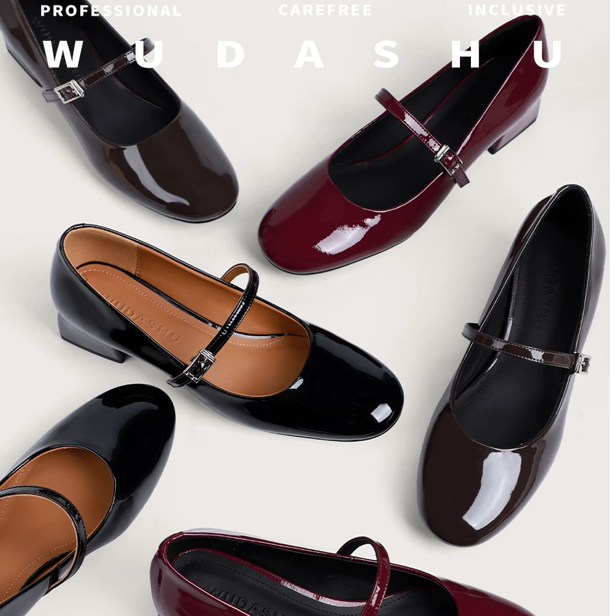 吴大叔新款百搭简约轻巧舒适少女玛丽珍单鞋20-431