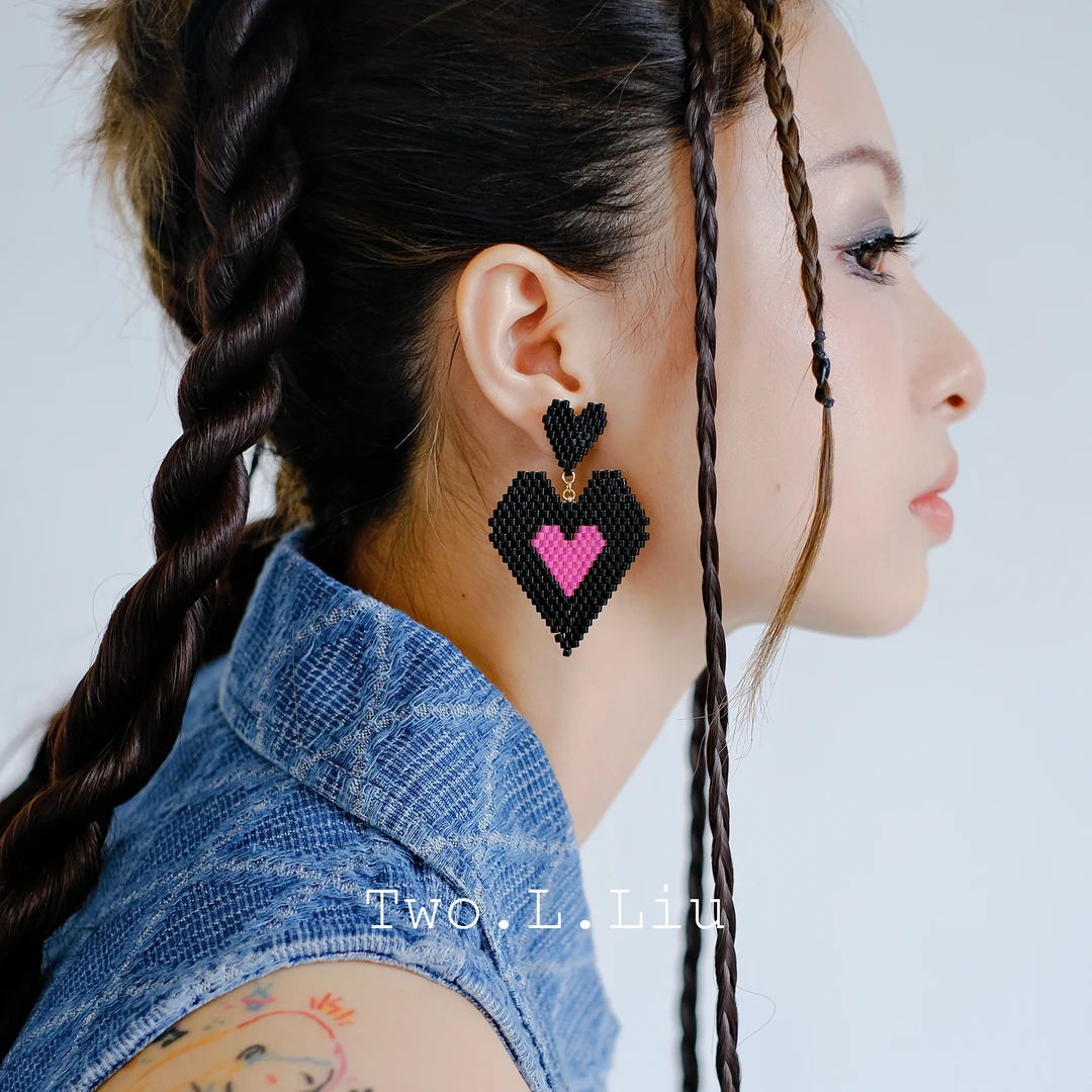 非金属玻璃耳饰 原创设计个性甜酷少女耳环爱心桃心夸张耳夹