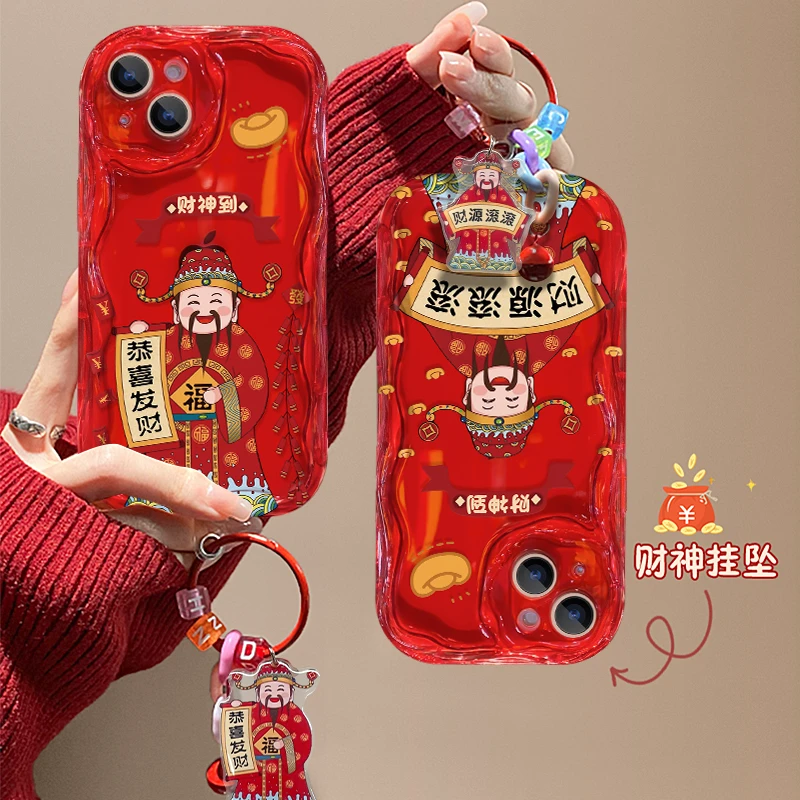 新年款财神爷适用15pro苹果13手机壳华为软壳oppo小米vivo防摔软