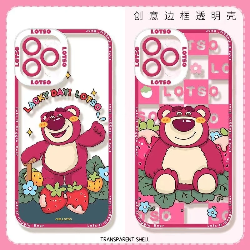 草莓熊苹果13Pro max手机壳iPhone12卡通14透明11软XR壳7/8plus