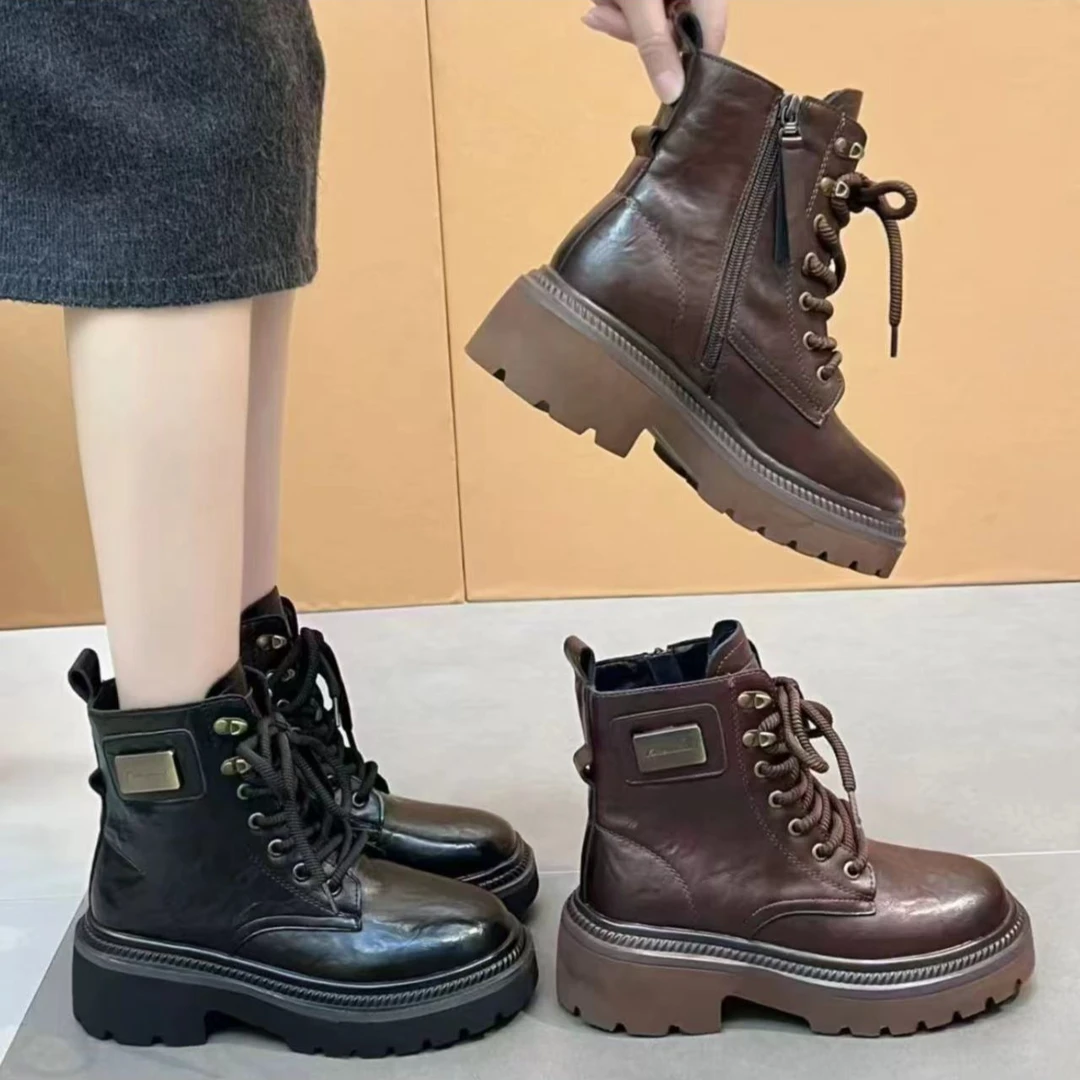 美拉德马丁靴女2024秋冬厚底时尚复古百搭X887