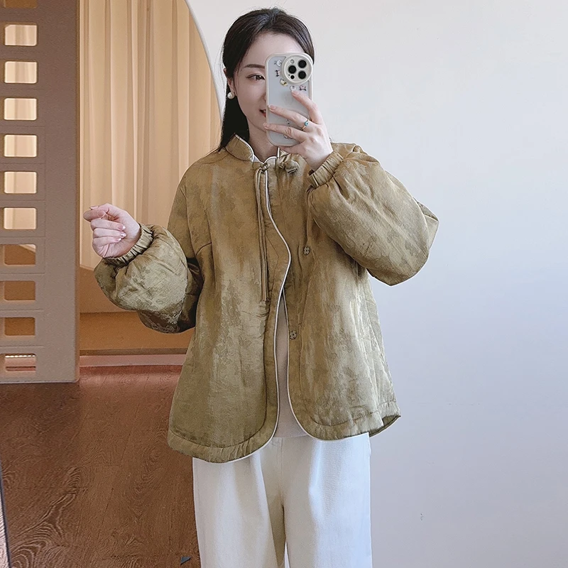 【寒露】春节国风大气设计款提花立领显瘦休闲棉衣棉服外套 51859