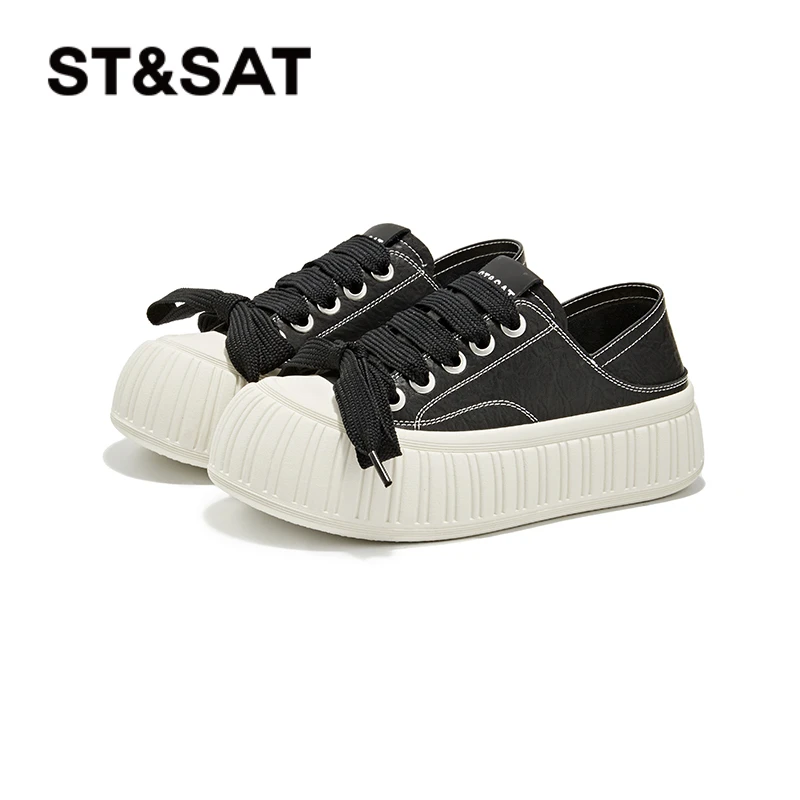 星期六品牌女鞋高能感运动百搭春季新款经典低帮板鞋饼干小白鞋