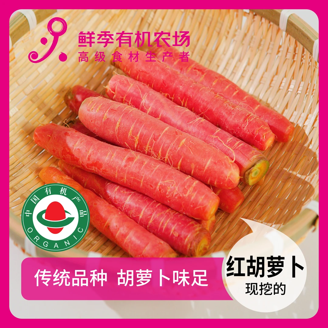 鲜季全自产 有机本地红胡萝卜500克 当日采摘/无防腐药剂