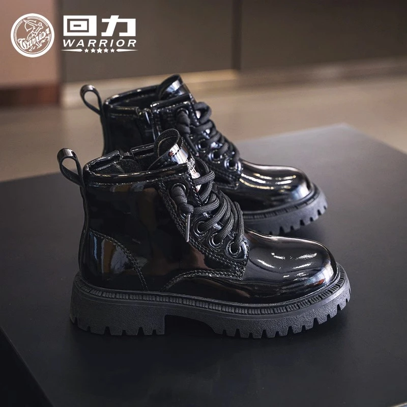 回力童鞋女童靴子2024春秋新款男童运动鞋大黄靴高帮马丁靴休闲鞋