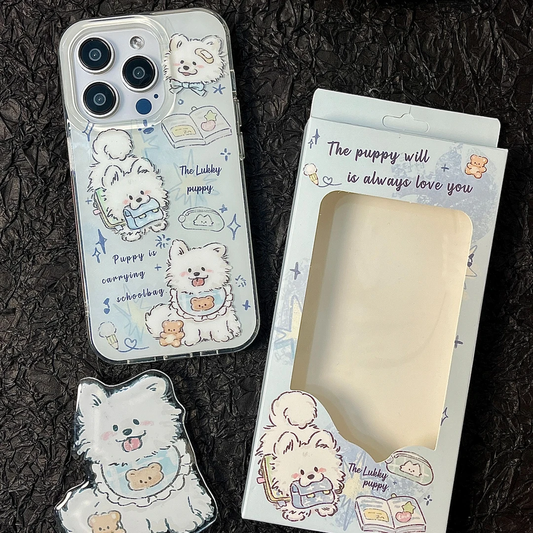 学习萨摩耶苹果15手机壳iPhone14磁吸13pro双层12支架华为mate60p