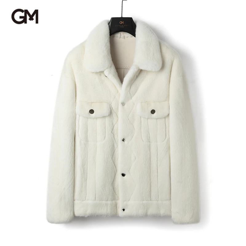 GUSS MART/戈斯迈特丹麦进口貂皮大衣男整貂翻领水貂短款夹克