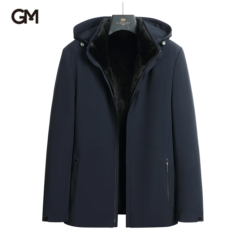 GUSS MART/戈斯迈特整貂派克服男水貂皮草内胆连帽大衣外套