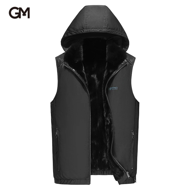 GUSS MART/戈斯迈特双面穿进口整貂小母貂水貂皮草背心马甲男连帽