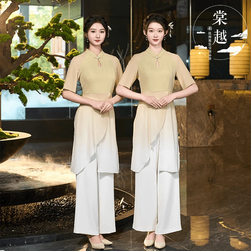 棠越采耳师复古工作服秋冬国风中式美容师足疗养生气质套装女3655