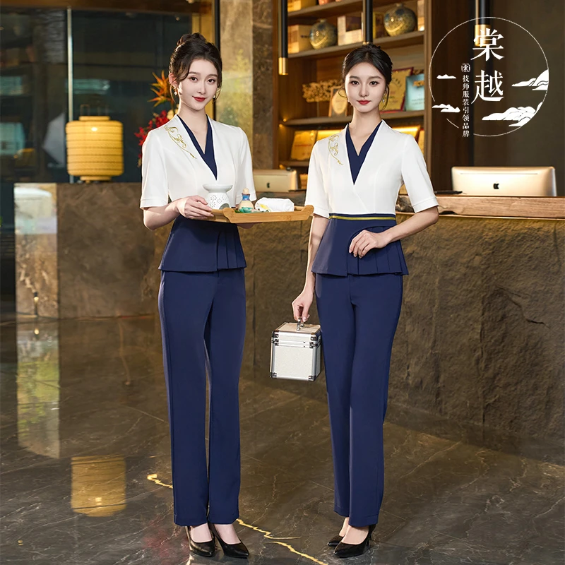 棠越高档酒店餐厅气质前台迎宾制服秋冬新款修身显瘦工服套装5447