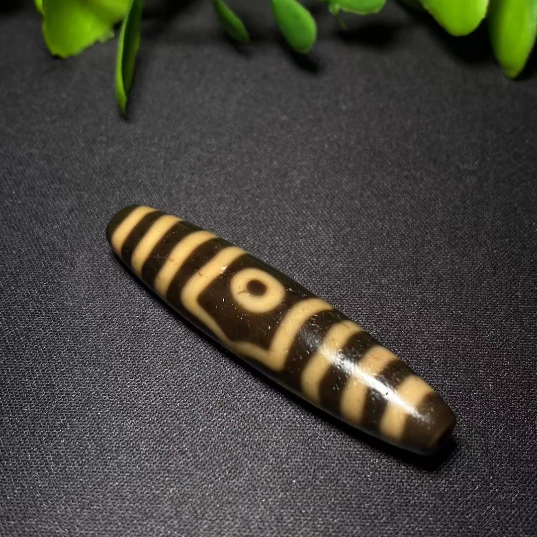 【梵运】大尺寸双线黑金宝盖三眼文玩吊坠挂件，尺寸57.6*12.5mm