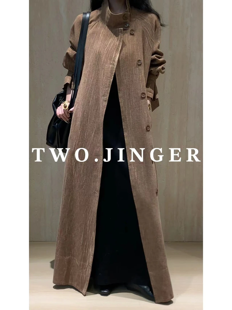 二静子 2024极简约大气定制树皮长风衣外套 HG16616