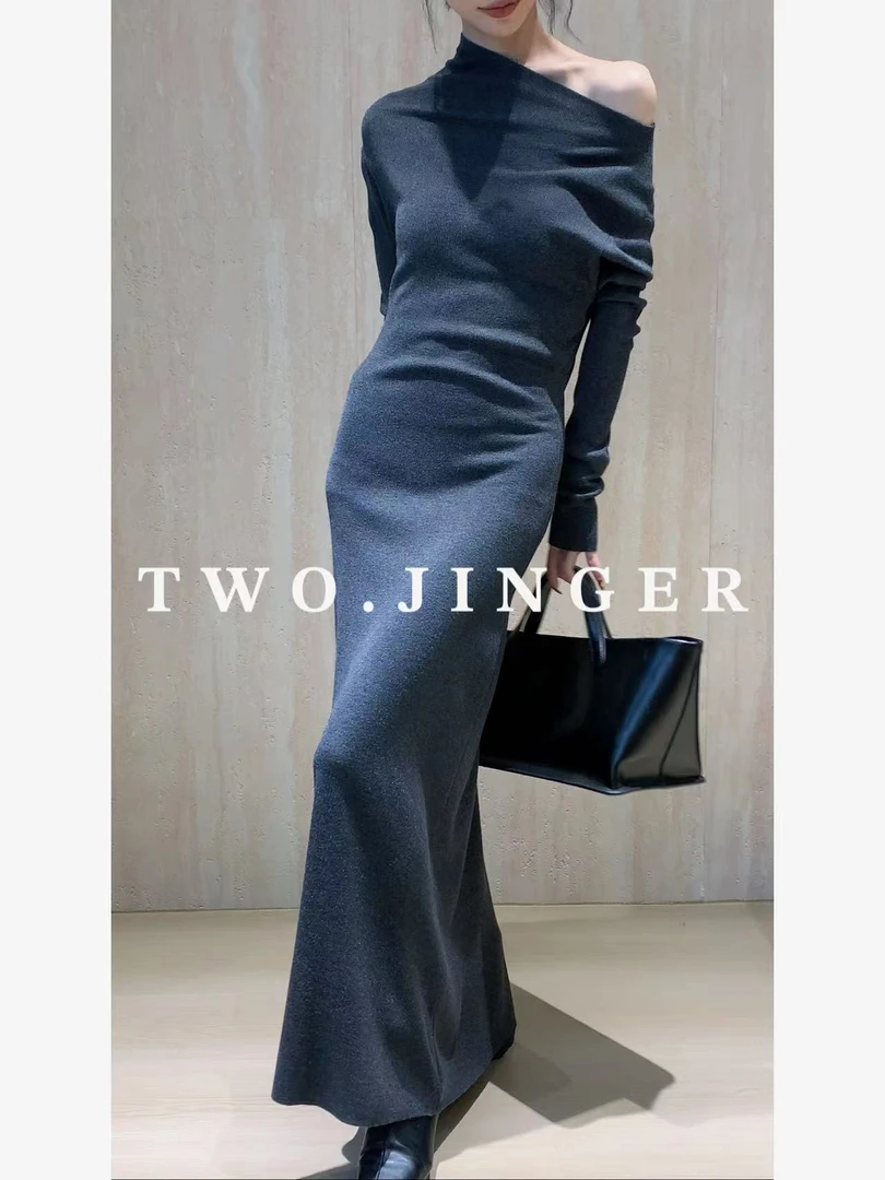 二静子 极简约静奢（朱珠）松弛老钱美丽毛织连衣裙HG99266