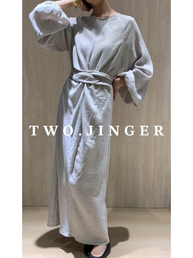 二静子 极简约静奢感（清秋）艺术面料连衣裙 HG9669