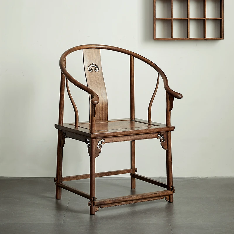 莎米娜北美黑胡桃木圈椅太师椅茶椅休闲椅禅意简约