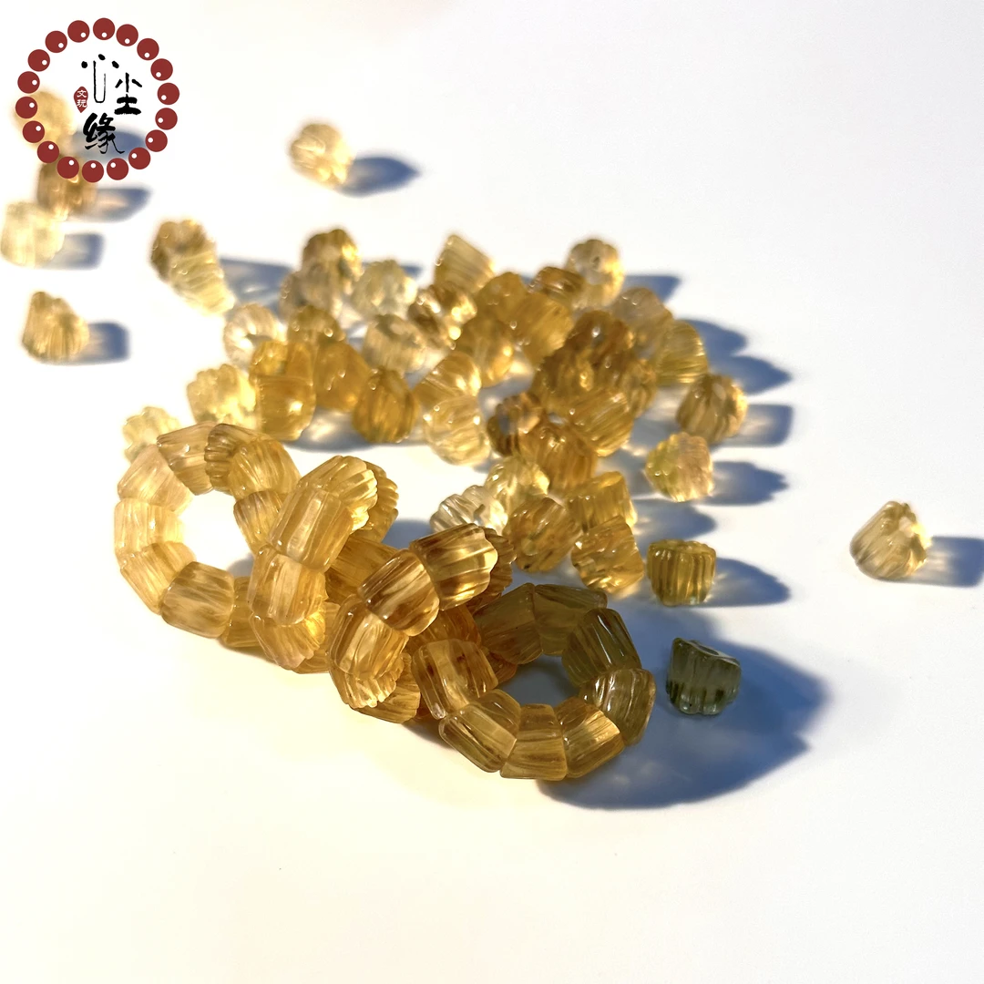 非金属仿水晶吊坠 西周水晶古代夜明珠水晶散珠手工雕刻柏香籽