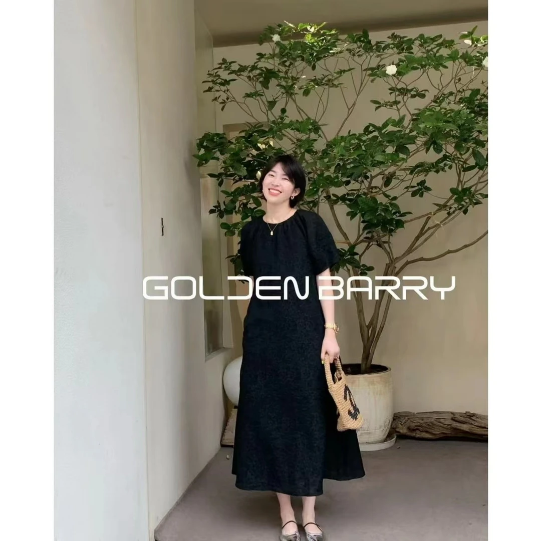 GOLDENBARRY|301191夏季气质时尚百搭温柔风泡泡袖连衣裙