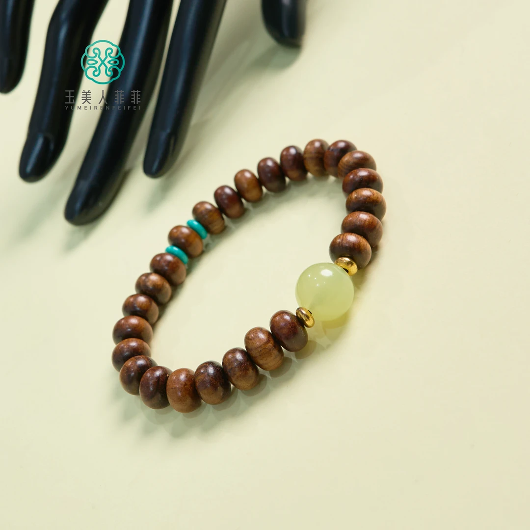 【春日珠宝】菲菲珠宝好*花梨木单圈算盘珠手串约8mm+