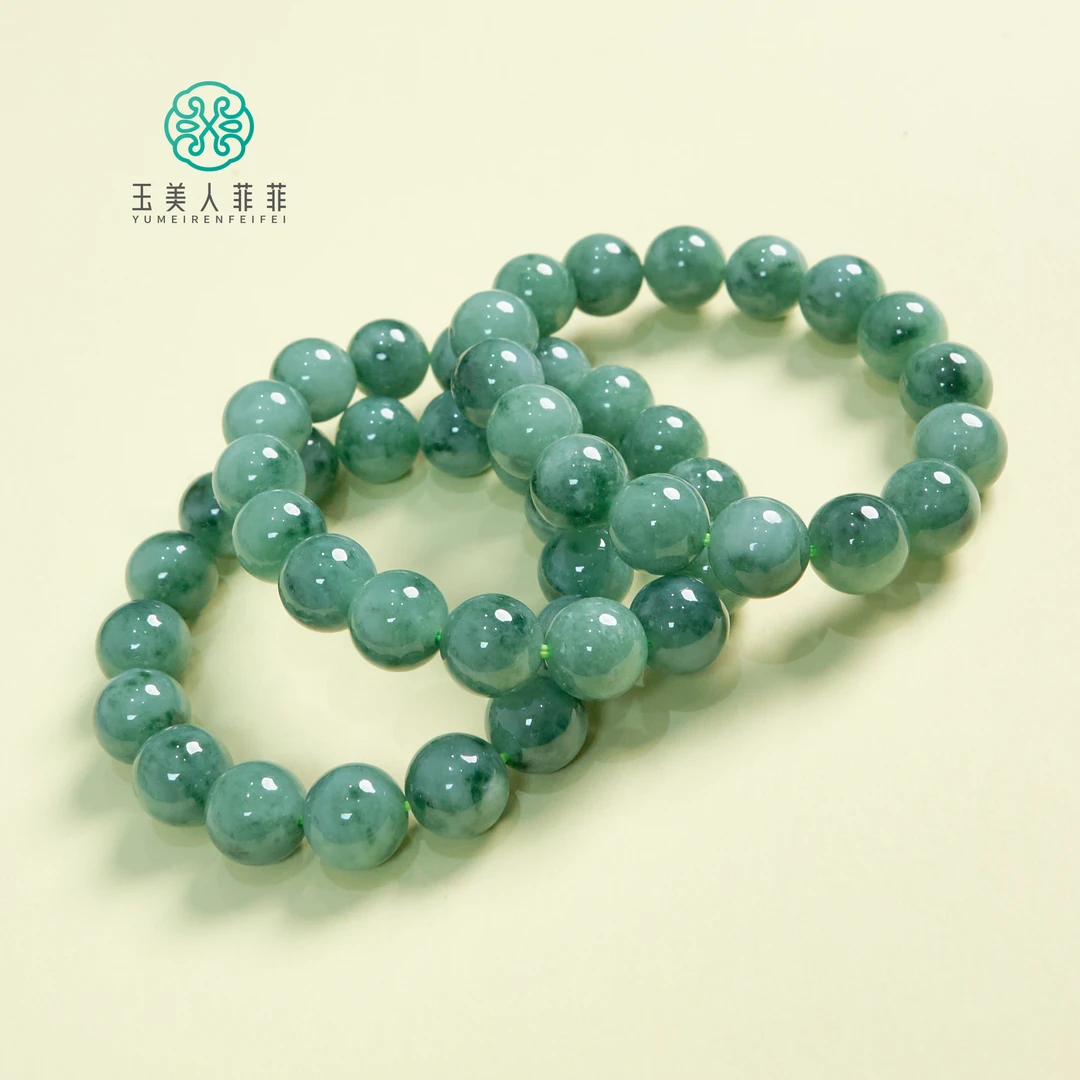 玉美人菲菲#翡翠单圈手串-圆珠约12mm~多样性发一
