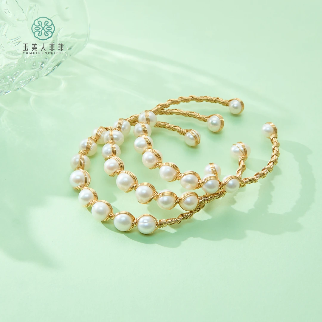 玉美人菲菲#珍珠开口手环-多样性发一