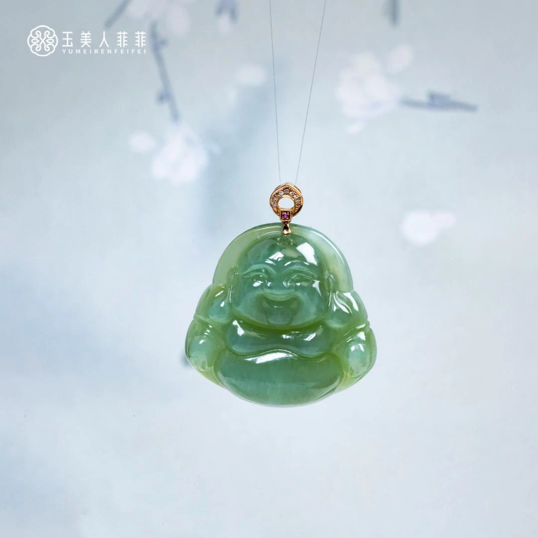 【春日珠宝】菲菲珠宝好*18K金镶和田玉吊坠