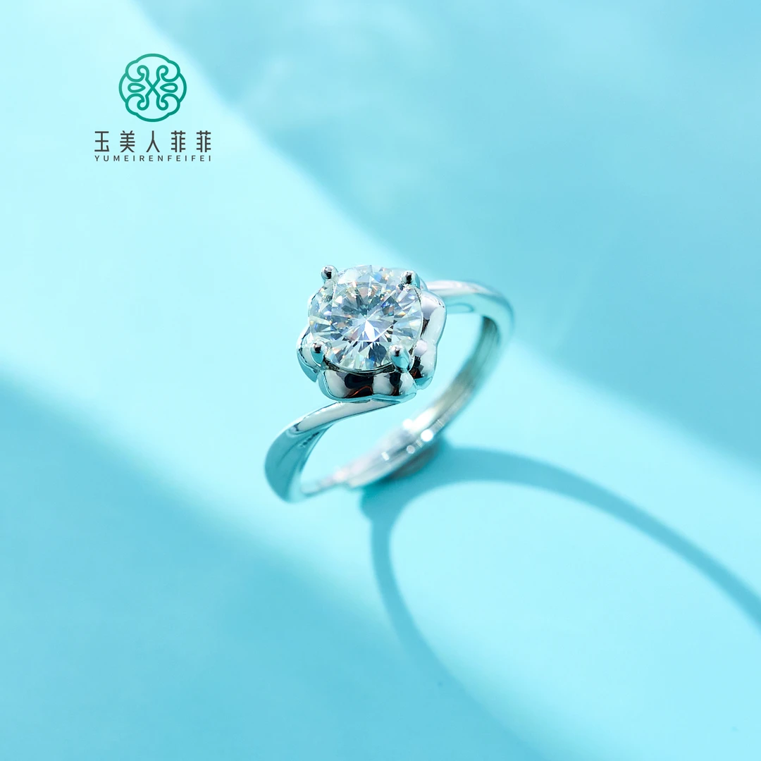 925银莫桑石戒指 玉美人菲菲*S925莫桑钻戒指/可调节