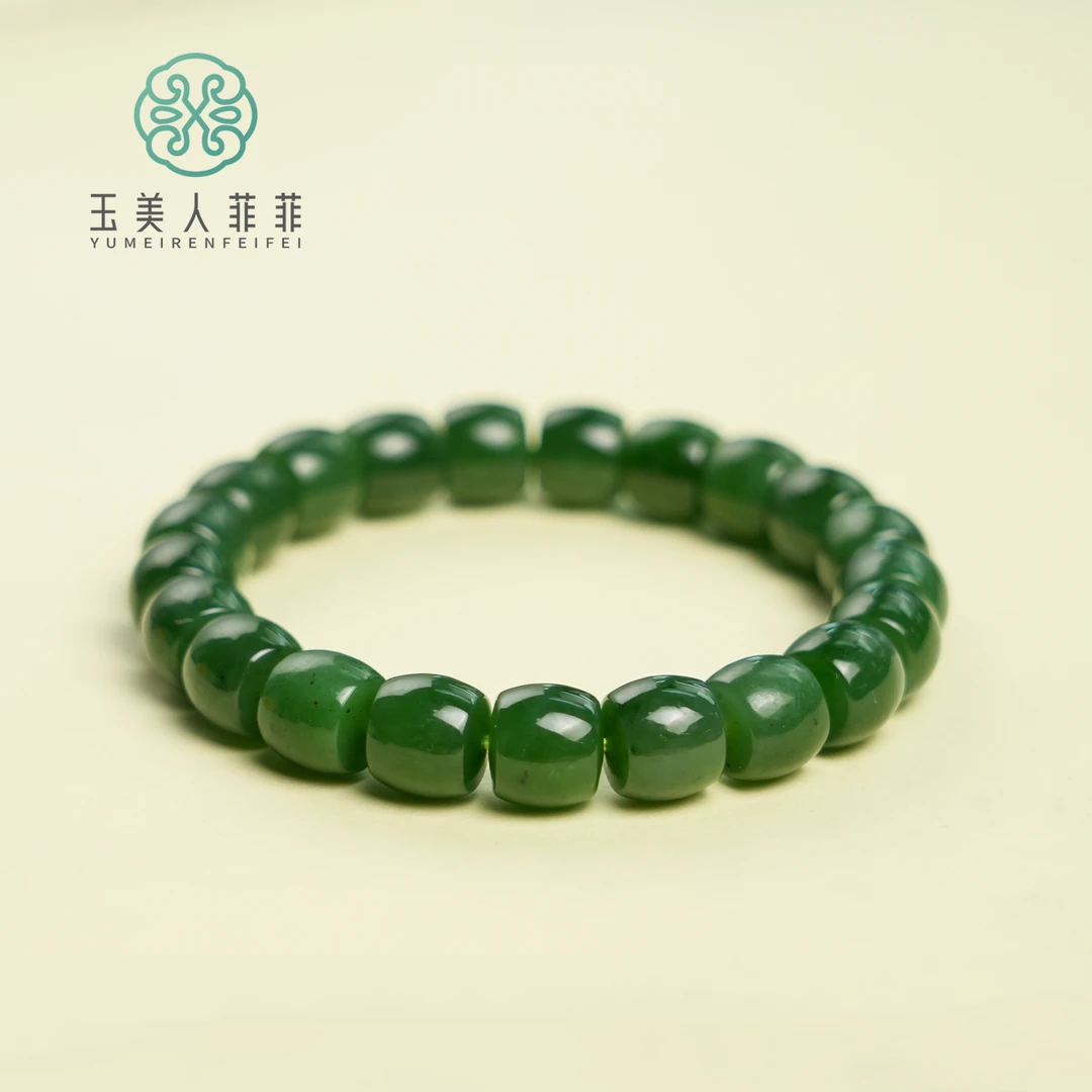 玉美人菲菲*碧玉单圈直切珠手串约10*10mm