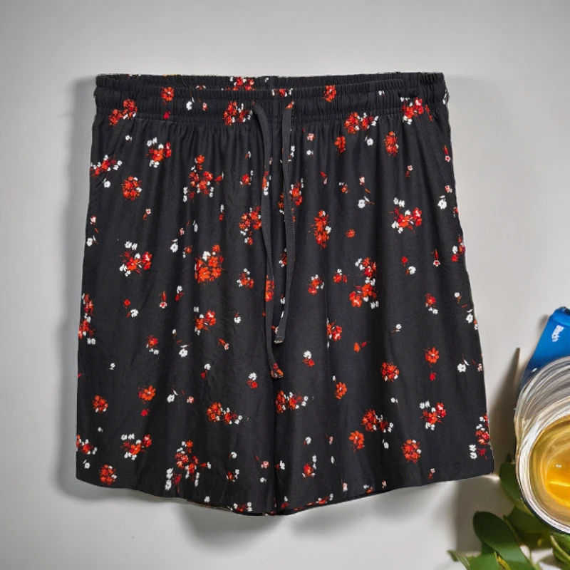 【K005】夏中老年满印薄款抽绳松紧腰宽松运动休闲男女通用五分裤