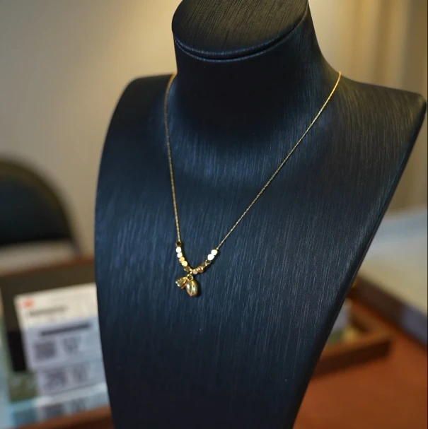 钛钢项链 新品1304荷花莲蓬两世欢项链简约高级感锁骨链