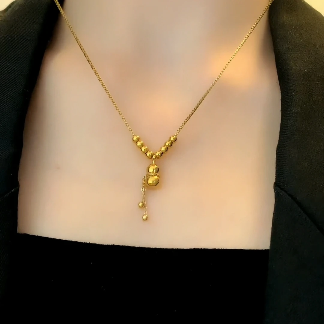钛钢项链 时尚百搭款圆珠福葫芦项链女