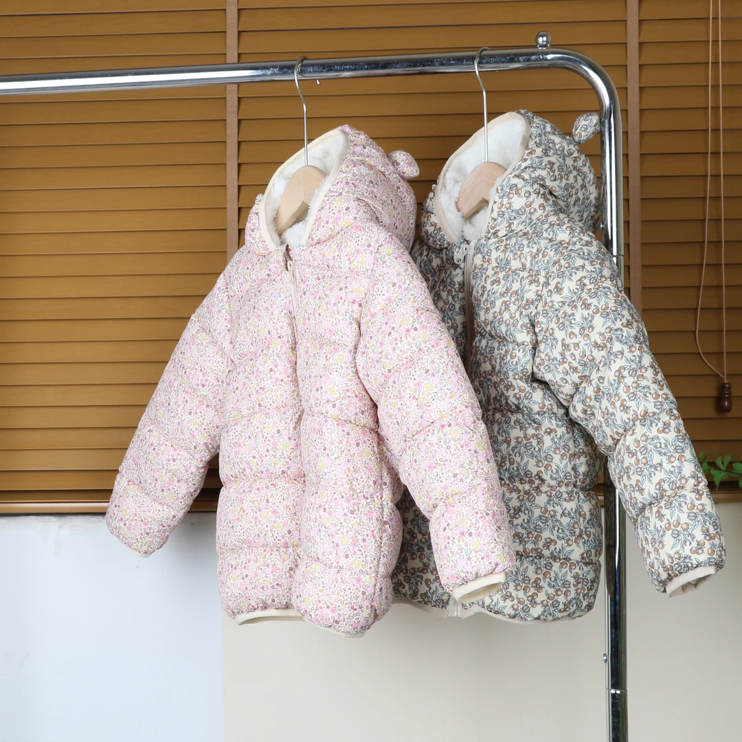 【Lunaluna】秋冬季童装碎花加厚棉服女宝宝加绒加连帽外套韩版保暖