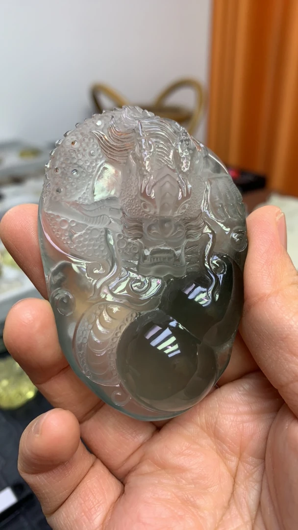 天然蓝兔毛水晶龙定制