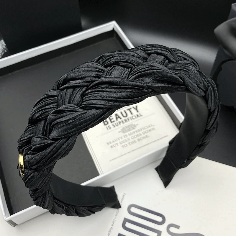 高档编织发箍百搭黑色头饰发卡发饰头箍外出复古气质发捆时尚手工
