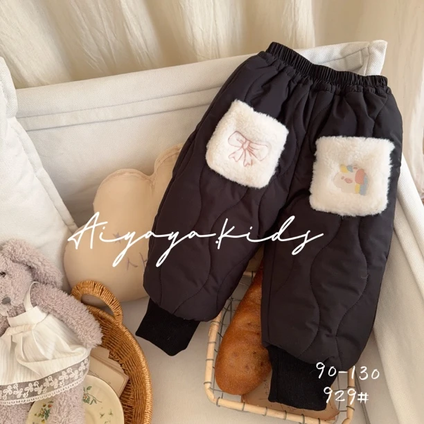 2024冬款-AYY-三防蚕丝棉裤口袋蝴蝶结休闲裤-洋气保暖-929