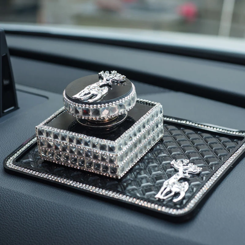 天圆地方中控台汽车香水摆件车载山茶花香水座内饰品 香水瓶DIY