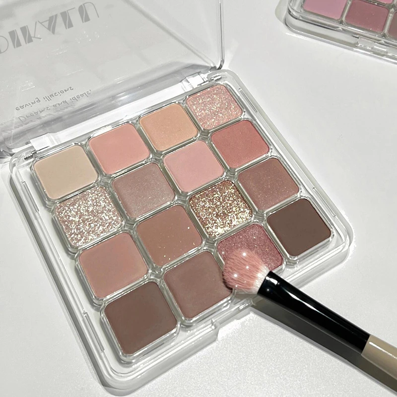 纯欲伪素颜16色眼影盘低饱和哑光珠光清冷氛围大地色学生妆初学者