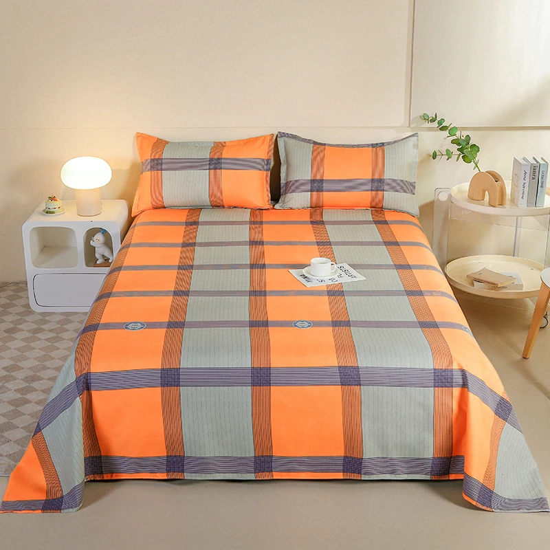 【辉煌一生双人床单】亲肤加厚榻榻米格子双人床单200*230cm（±5cm）